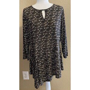 Dana Buchman Size L Stretchy Peplum Asymmetrical Paisley Top